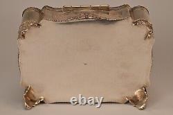 Antique Original Vintage 800 Sterling Silver Chalcedony Stone Floral Jewelry Box