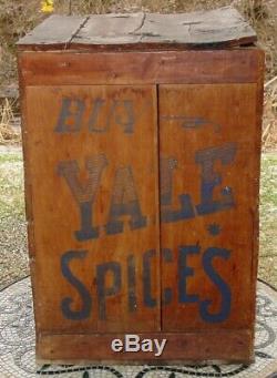 Antique Original Yale Coffee Wooden Country Store Advertisement Bin 21 Rare