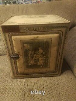 Antique Rare Schepps Coconut cake display box case tin safe Lotte advertising