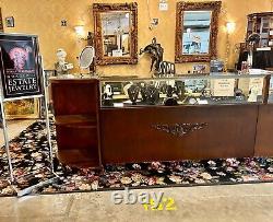 Antique Restored Jewelry Showcases Solid Mahogany With Wood Carved Fronts