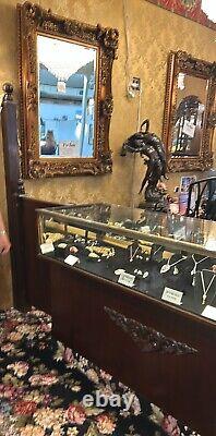 Antique Restored Jewelry Showcases Solid Mahogany With Wood Carved Fronts