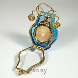 Antique Victorian Art Glass Pocket Watch Display Vitrine Box Beveled Door Ormolu
