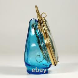 Antique Victorian Art Glass Pocket Watch Display Vitrine Box Beveled Door Ormolu