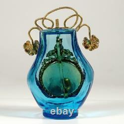 Antique Victorian Art Glass Pocket Watch Display Vitrine Box Beveled Door Ormolu