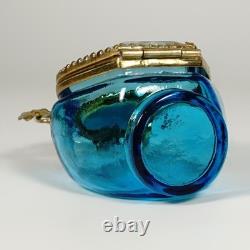 Antique Victorian Art Glass Pocket Watch Display Vitrine Box Beveled Door Ormolu