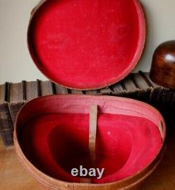 Antique Vintage Brown Leather Top Hat Case Box. Home Decor Storage. Shop Display