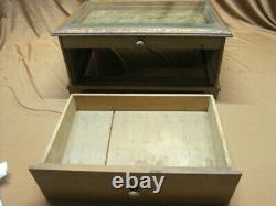Antique Wood General Store Counter Display Case Box Mercantile Beveled Glass
