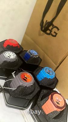 Assorted Color Wristwatches 6 Mixed Lot in Display Cases & Hexagon Boxes