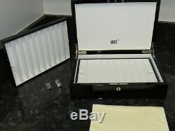 Auth Luxury Montblanc Blk. Lacquer Wood Display Case Box For 20 Pens withkeys NIB