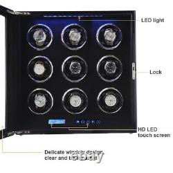 Auto Watch Winder Box 9 Watches Winder Storage Case withLCD Touch Screen Display