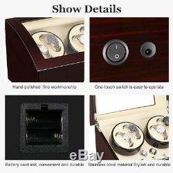 Automatic 4+6 Auto Rotation Luxury Wood Watch Winder Storage Display Case Box US