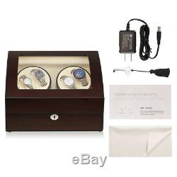Automatic 4+6 Auto Rotation Luxury Wood Watch Winder Storage Display Case Box US