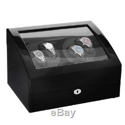 Automatic Rotation 4+6 Watch Winder Display Box Case Black withLED light, withAdapter