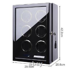 Automatic Watch Winder for 6 Watches Display Storage Case Box with Quiet Motor