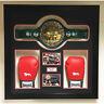 BOXING GLOVE DISPLAY FRAME CASE BOXING CHAMPIONSHIP BELT & GLOVE 32 x 32 Inches