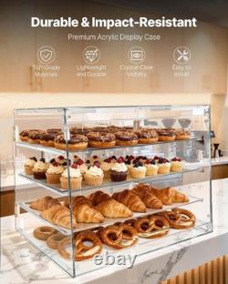 Bakery Display Case, 4-Tier Commercial Countertop Pastry Display Case, Clear Acr