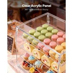 Bakery Display Case, 4-Tier Commercial Countertop Pastry Display Case, Clear Acr