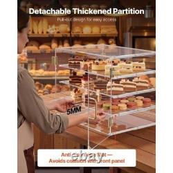 Bakery Display Case, 4-Tier Commercial Countertop Pastry Display Case, Clear Acr