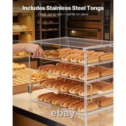 Bakery Display Case, 4-Tier Commercial Countertop Pastry Display Case, Clear Acr