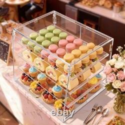 Bakery Display Case, 4-Tier Commercial Countertop Pastry Display Case, Clear Acr