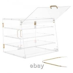 Bakery Display Case, 4-Tier Commercial Countertop Pastry Display Case, Clear Acr