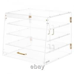 Bakery Display Case, 4-Tier Commercial Countertop Pastry Display Case, Clear Acr