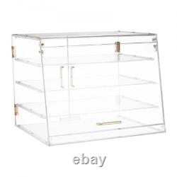 Bakery Display Case, 4-Tier Commercial Countertop Pastry Display Case, Clear Acr