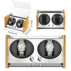 Bamboo Crystal Automatic Rotation Luxury Double Watch Winder Display Case Box