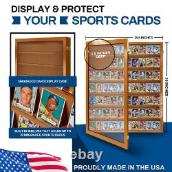 Baseball Card Display Case 70 Ungraded Wall-Mount with Anti-Theft Gold Locks