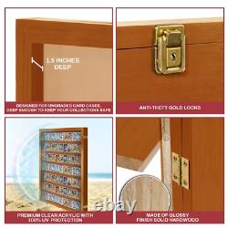 Baseball Card Display Case 70 Ungraded Wall-Mount with Anti-Theft Gold Locks