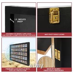 Baseball Card Display Case Sports Card Frame Lockable -Holds 50 PSA Graded Cards