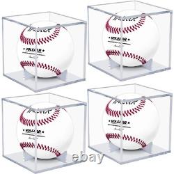 Baseball Display Case 4 Pack, UV Protected Acrylic Square Baseball Holder, Clear Baseball Display Case 4 Pack, UV Protected Acrylic Square Baseball Holder, Clear