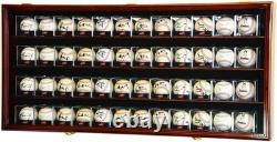Baseball Display Case 48 Acrylic Cubes Box Cherry Wood Ball Holder Wall Cabinet