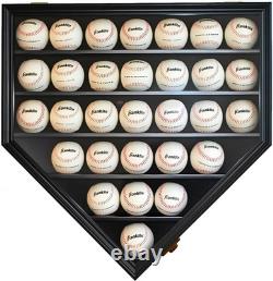 Baseball Display Case Frame Shadow Box Wall Cabinet Holder to Hold 30 Balls, wit
