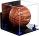 Basketball Display Case with Mirror, Navy Blue Risers, Wall Mount & Black Base(A001)