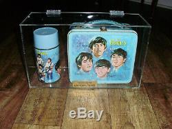 Beatles 1965 Original Lunch Box & Thermos In Custom Plexiglass Display Case Rare