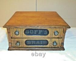Beautiful Antique Goff's Braid Oak 2 Drawer Cabinet Box Vintage 18 x 18 x 8