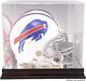 Bills Mahogany Helmet Logo Display Case with Mirror Back