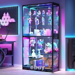 Black Display Case with RGB Lights, Large Curio Cabinet with Smart Human Sensor