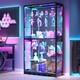 Black Display Case with RGB Lights, Large Curio Cabinet with Smart Human Sensor
