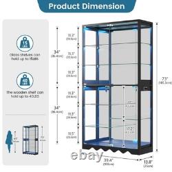 Black Display Case with RGB Lights, Large Curio Cabinet with Smart Human Sensor