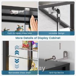 Black Display Case with RGB Lights, Large Curio Cabinet with Smart Human Sensor