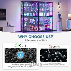 Black Display Case with RGB Lights, Large Curio Cabinet with Smart Human Sensor