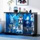 Black Glass Display Case with LED Light for Collectibles, Lockable Curio Cabinet