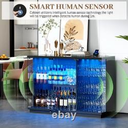 Black Glass Display Case with LED Light for Collectibles, Lockable Curio Cabinet