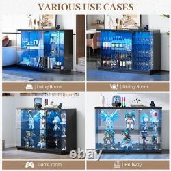 Black Glass Display Case with LED Light for Collectibles, Lockable Curio Cabinet