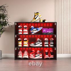 Black Shoe Display Case Three Layer with Glass Door Storage Box