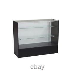 Black Wood Full Vision Display 48 Inch Showcase with Adjustable Glass Shelving