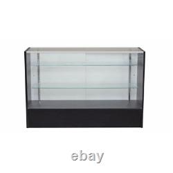 Black Wood Full Vision Display 60 Inch Showcase with Adjustable Shelving