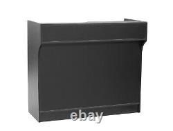 Black Wood Ledge Top POS Check-out Register Counter with Locking Rear Drawer